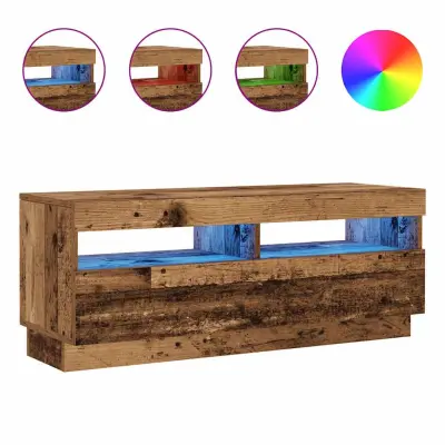 TV omarica - TV stojalo - Televizijska omarica z LED starinski les 100x35x40 cm inženirski les