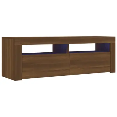 TV omarica - TV stojalo - Televizijska omarica z LED lučkami rjav hrast 120x35x40 cm