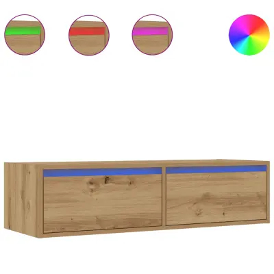 TV omarica - TV stojalo - Televizijska omarica z LED lučkami artisan hrast 100X35,5x25 cm