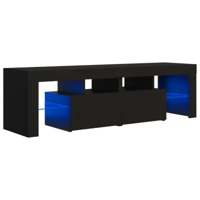 TV omarica - TV stojalo - Televizijska omarica z LED lučkami črna 140x36,5x40 cm