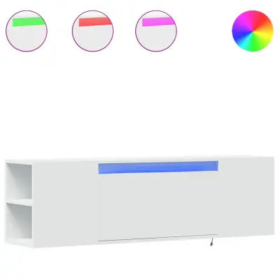 Stenska TV omarica - TV stojalo - Televizijska omarica z LED lučkami bela 135x31x39,5 cm