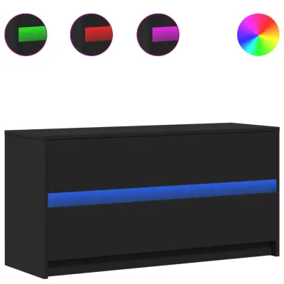 TV omarica - TV stojalo - Televizijska omarica z LED črna 100x34x50 cm inženirski les