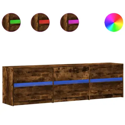 TV omarica - TV stojalo - Televizijska omarica LED dimljeni hrast 180x34x50 cm inženirski les