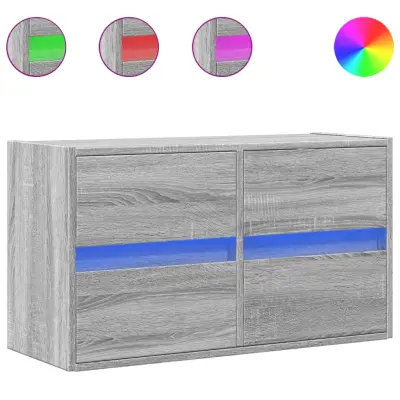 Stenska TV omarica - TV stojalo - Televizijska omarica z LED lučkami siva sonoma 80x31x45 cm