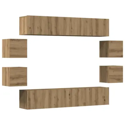 8 kosov stenske TV omarice - TV enot Artisan Oak Engineered Wood