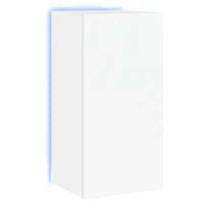 Stenska TV omarica - TV stojalo - Televizijska omarica z LED lučkami bela 40,5x35x80 cm