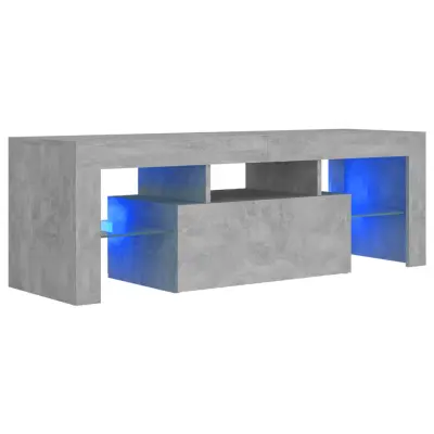 TV omarica - TV stojalo - Televizijska omarica z LED lučkami betonsko siva 120x35x40 cm