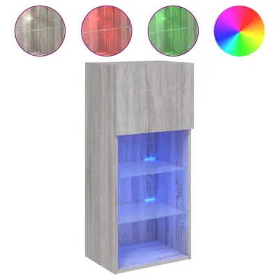 TV omarica - TV stojalo - Televizijska omarica z LED lučkami siva sonoma 40,5x30x90 cm