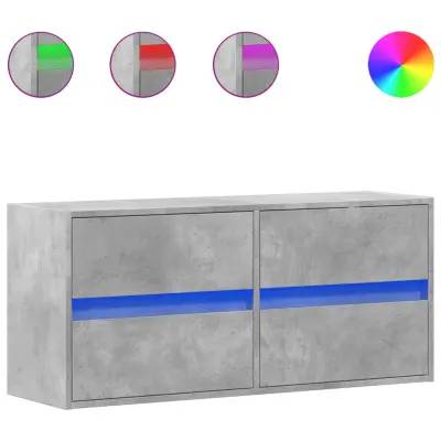 Stenska TV omarica - TV stojalo - Televizijska omarica z LED lučkami betonsko siva 100x31x45 cm