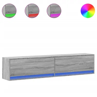 Stenska TV omarica - TV stojalo - Televizijska omarica z LED lučkami siva sonoma 180x31x38 cm
