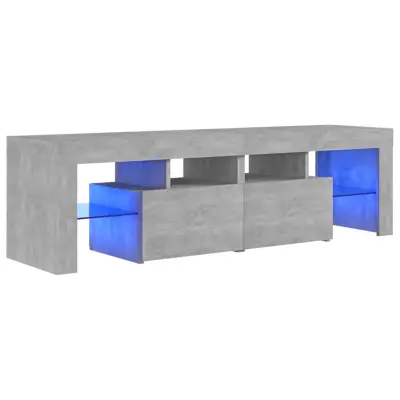 TV omarica - TV stojalo - Televizijska omarica z LED lučkami betonsko siva 140x36,5x40 cm