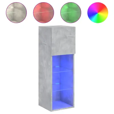 TV omarica - TV stojalo - Televizijska omarica z LED lučkami betonsko siva 30,5x30x90 cm