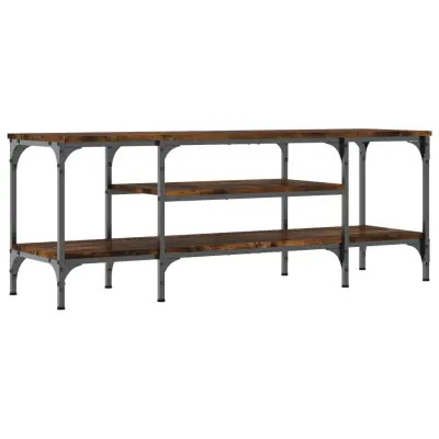 TV omarica - TV stojalo - Televizijska omarica dimljeni hrast 121x35x45 cm inženirski les in železo