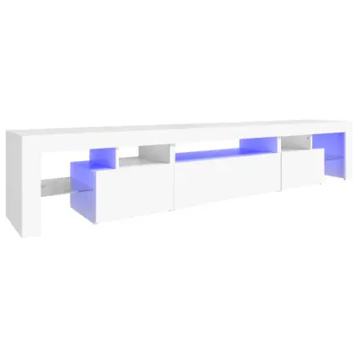 TV omarica - TV stojalo - Televizijska omarica z LED lučkami bela 215x36,5x40 cm