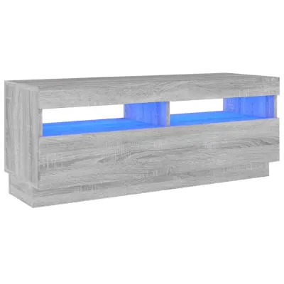 TV omarica - TV stojalo - Televizijska omarica z LED lučkami siva sonoma 100x35x40 cm