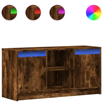 TV omarica - TV stojalo - Televizijska omarica LED dimljeni hrast 100x34x50 cm inženirski les