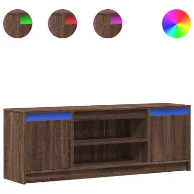 TV omarica - TV stojalo - Televizijska omarica LED rjavi hrast 139,5x34x50 cm inženirski les