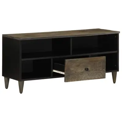 TV omarica - TV enota - Televizijska omarica črna 100x33x46 cm trden mangov les