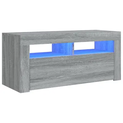 TV omarica - TV stojalo - Televizijska omarica z LED lučkami siva sonoma 90x35x40 cm