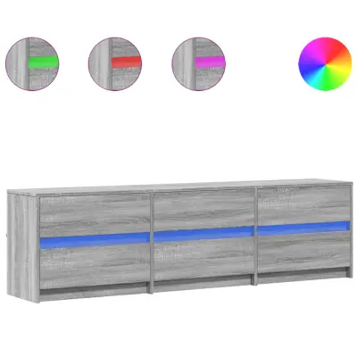 TV omarica - TV stojalo - Televizijska omarica z LED siva sonoma 180x34x50 cm inženirski les