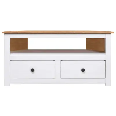 Kotna TV omarica - TV stojalo - Televizijska omarica bela 93x49x49 cm trdna borovina Panama Range