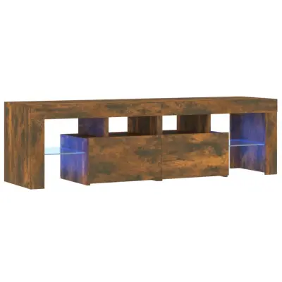 TV omarica - TV stojalo - Televizijska omarica z LED lučkami dimljeni hrast 140x36,5x40 cm