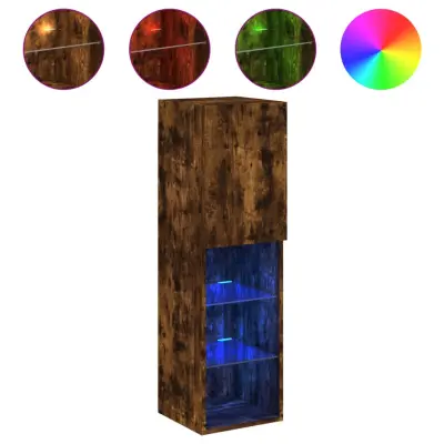 TV omarica - TV stojalo - Televizijska omarica z LED lučkami dimljeni hrast 30,5x30x102 cm