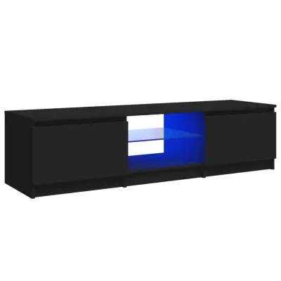 TV omarica - TV stojalo - Televizijska omarica z LED lučkami črna 140x40x35,5 cm