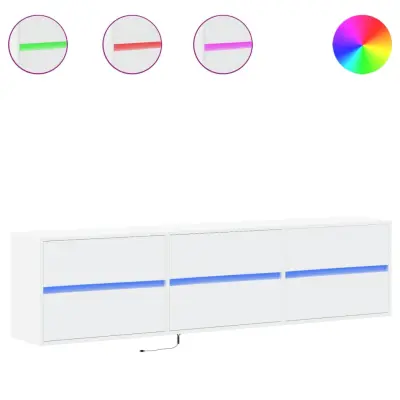 Stenska TV omarica - TV stojalo - Televizijska omarica z LED lučkami bela 180x31x45 cm