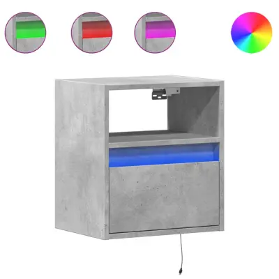 Stenska TV omarica - TV stojalo - Televizijska omarica z LED lučkami betonsko siva 41x31x45 cm