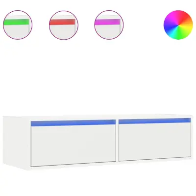 TV omarica - TV stojalo - Televizijska omarica z LED lučkami bela 100X35,5x25 cm