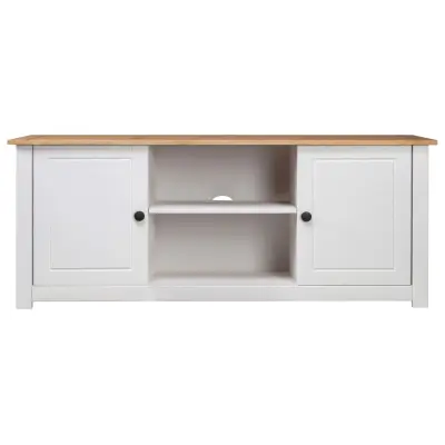 TV omarica - TV stojalo - Televizijska omarica bela 120x40x50 cm trdna borovina Panama Range