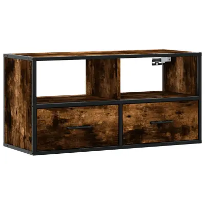 TV omarica - TV stojalo - Televizijska omarica dimljen hrast 80x31x39,5 cm inženirski les in kovina