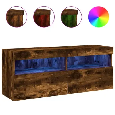 Stenska TV omarica - TV stojalo - Televizijska omarica z LED lučkami dimljeni hrast 100x30x40 cm