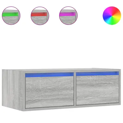 TV omarica - TV stojalo - Televizijska omarica z LED lučkami siva sonoma 75x35,5x25 cm