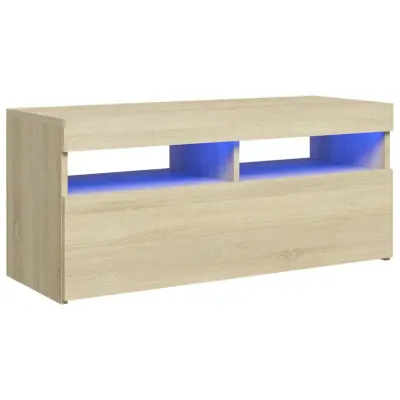 TV omarica - TV stojalo - Televizijska omarica z LED lučkami sonoma hrast 90x35x40 cm