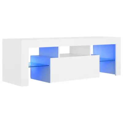 TV omarica - TV stojalo - Televizijska omarica z LED lučkami bela 120x35x40 cm