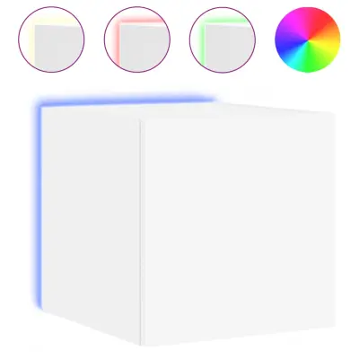 Stenska TV omarica - TV stojalo - Televizijska omarica z LED lučkami bela 30,5x35x30 cm