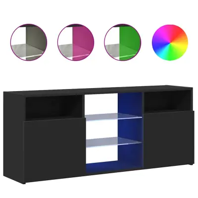 TV omarica - TV stojalo - Televizijska omarica z LED lučkami črna 120x30x50 cm