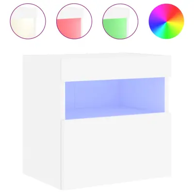 Stenska TV omarica - TV stojalo - Televizijska omarica z LED lučkami bela 40x30x40 cm