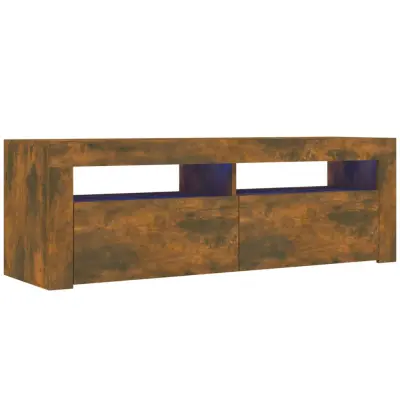 TV omarica - TV stojalo - Televizijska omarica z LED lučkami dimljeni hrast 120x35x40 cm