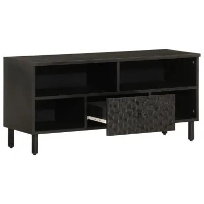 TV omarica - TV enota - Televizijska omarica črna 100x33x46 cm trden mangov les