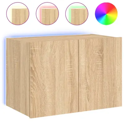 Stenska TV omarica - TV stojalo - Televizijska omarica z LED lučkami sonoma hrast 60x35x41 cm