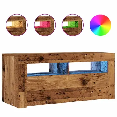 TV omarica - TV stojalo - Televizijska omarica z LED starinski les 90x35x40 cm inženirski les