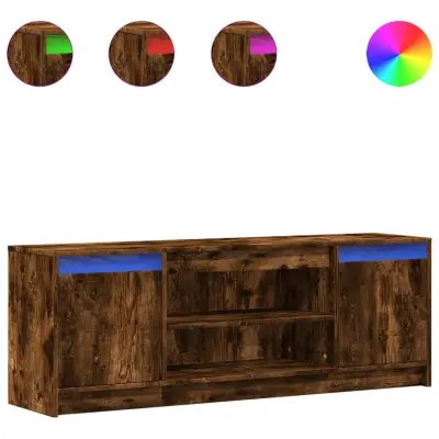 TV omarica - TV stojalo - Televizijska omarica LED dimljeni hrast 139,5x34x50 cm inženirski les