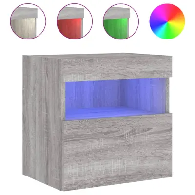 Stenska TV omarica - TV stojalo - Televizijska omarica z LED lučkami siva sonoma 40x30x40 cm
