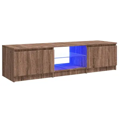 TV omarica - TV stojalo - Televizijska omarica z LED lučkami rjav hrast 140x40x35,5 cm