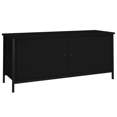 TV omarica - TV stojalo - Televizijska omarica z vrati črna 102x35x45 cm inženirski les