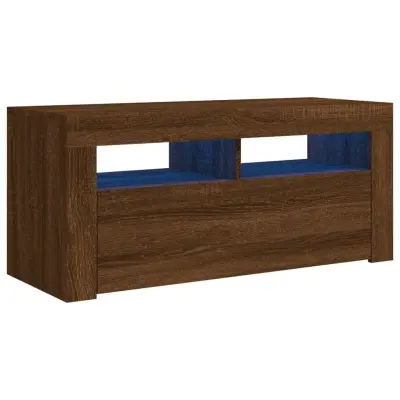 TV omarica - TV stojalo - Televizijska omarica z LED lučkami rjavi hrast 90x35x40 cm