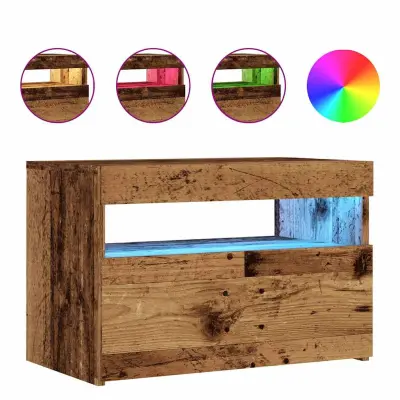 TV omarica - TV stojalo - Televizijska omarica z LED starinski les 60x35x40 cm inženirski les